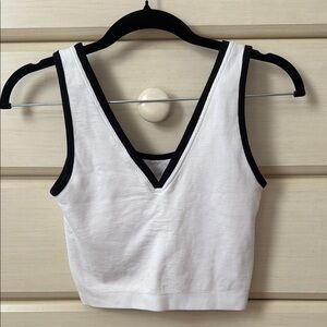 Fabletics white and black cropped tank